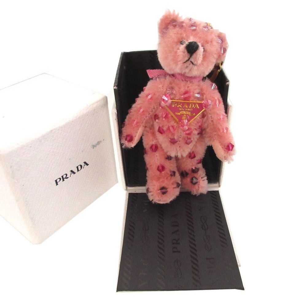 Prada Bear Mohair Swarovski Pink Bag Charm Key Holder — view 2
