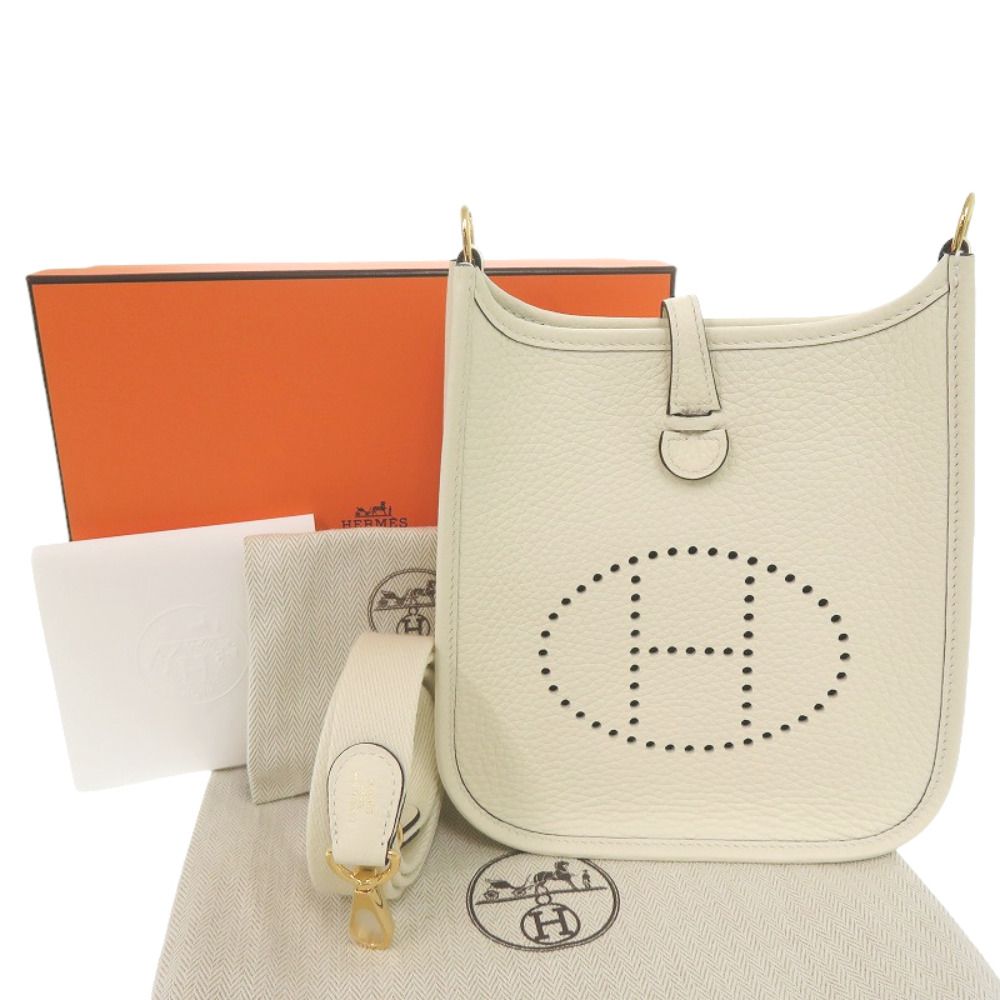 Hermes Evelyne TPM 16 Short Strap Taurillon Clemence Cream Shoulder Bag White — view 2