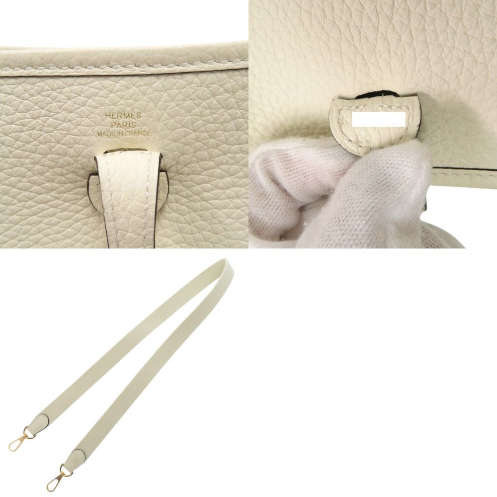 Hermes Evelyne TPM 16 Short Strap Taurillon Clemence Cream Shoulder Bag White — view 7