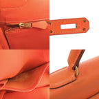 Hermes Kelly 32 Retourne Voga River Orange Gold Handbag — view 8
