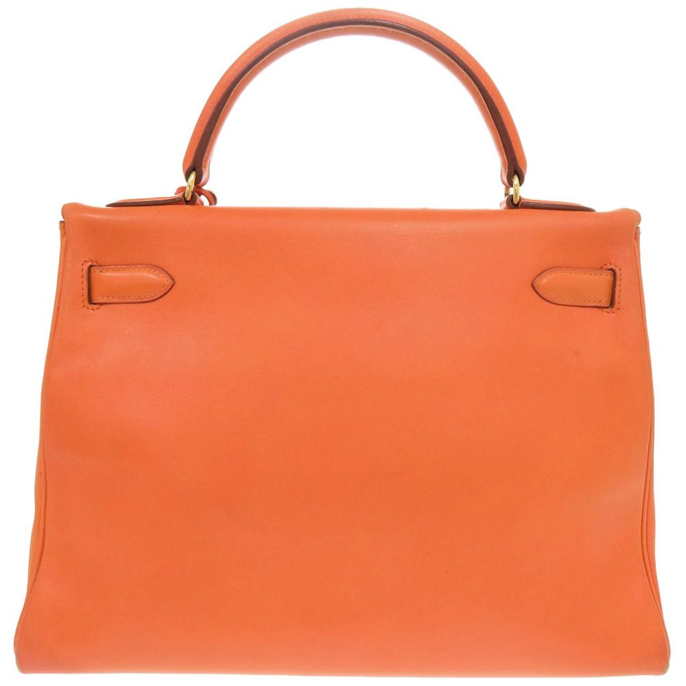 Hermes Kelly 32 Retourne Voga River Orange Gold Handbag — view 3