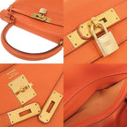 Hermes Kelly 32 Retourne Voga River Orange Gold Handbag — view 7