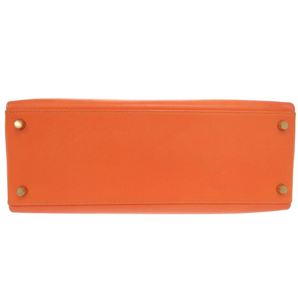 Hermes Kelly 32 Retourne Voga River Orange Gold Handbag — view 4