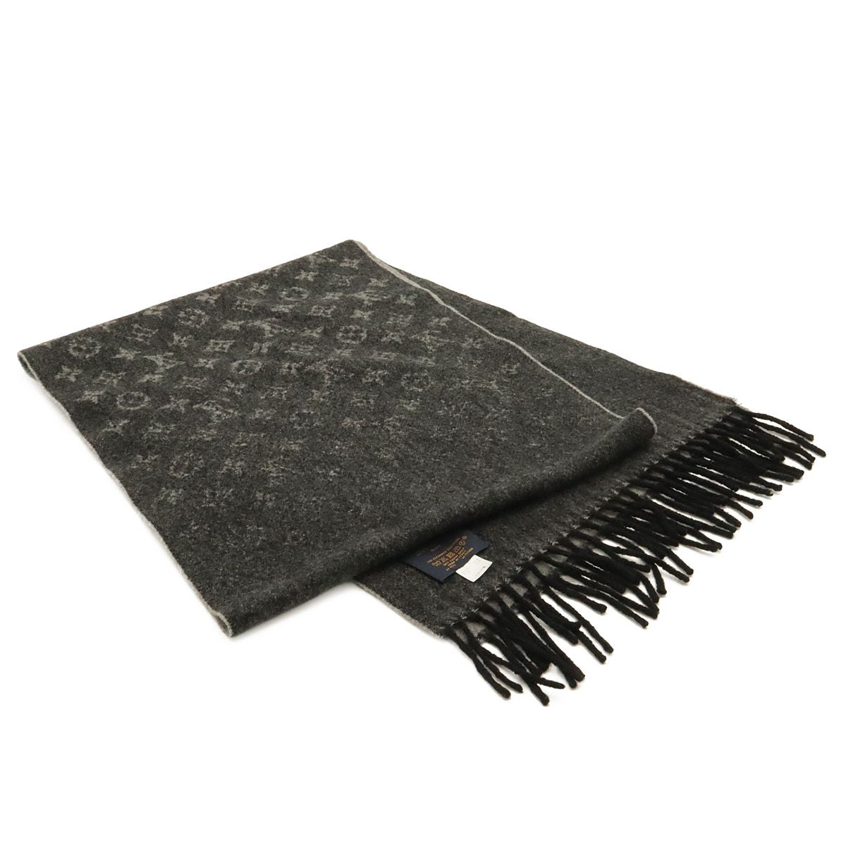 Louis Vuitton Scarf Monogram Gradient Logo Cashmere Wool Gray — view 2
