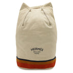 Hermes Cavaliere Shoulder Bag Canvas Natural Orange Yellow Navy Silver