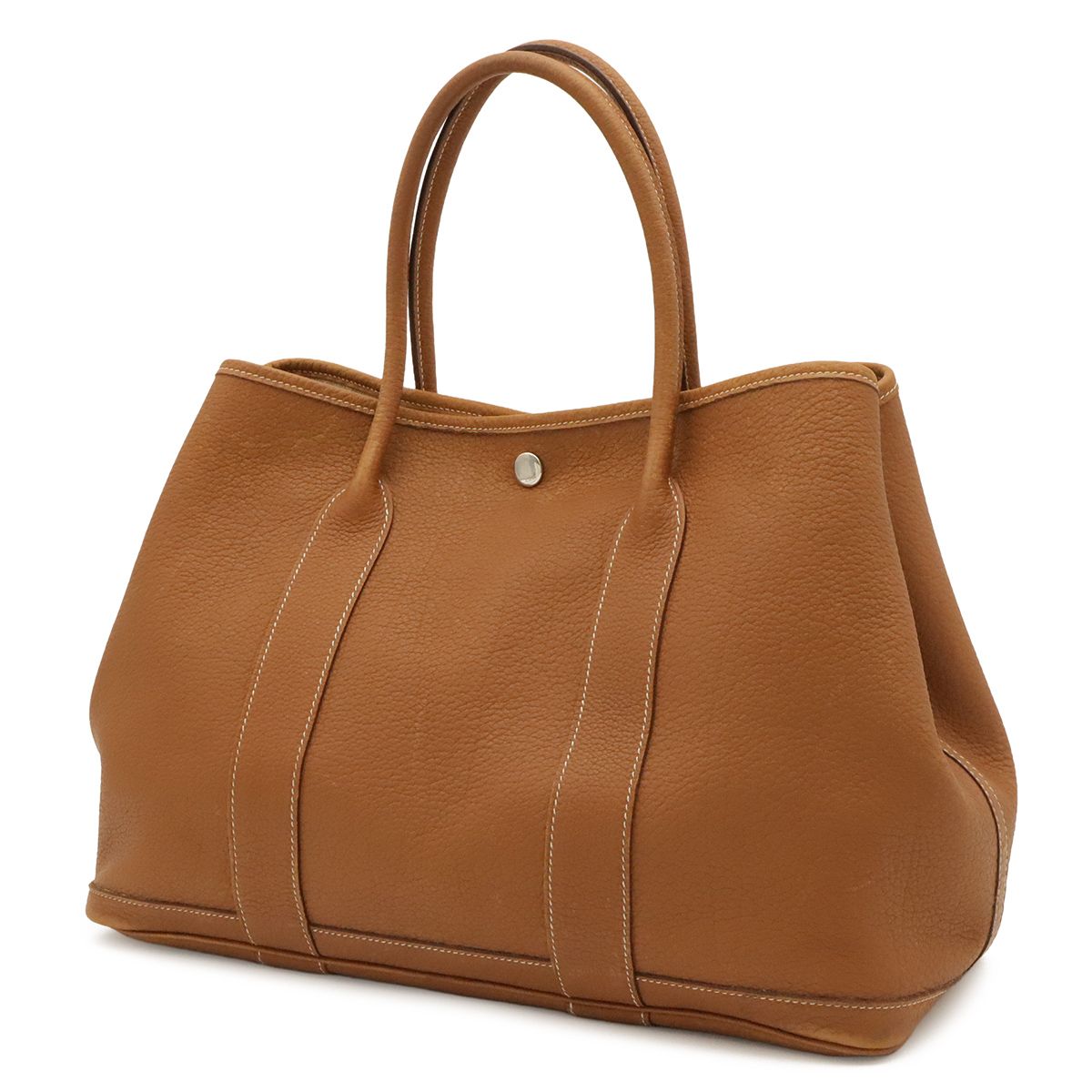 Hermes Garden Party PM Tote Bag Negonda Leather Brown Silver — view 2