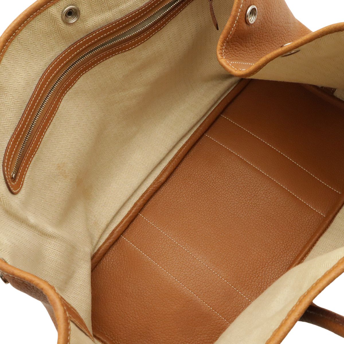 Hermes Garden Party PM Tote Bag Negonda Leather Brown Silver — view 6