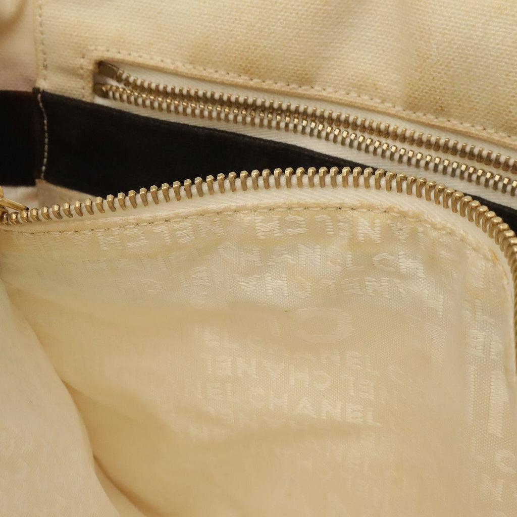 Chanel CC Logo Marshmallow Tote Bag Canvas Ivory White Black — view 8