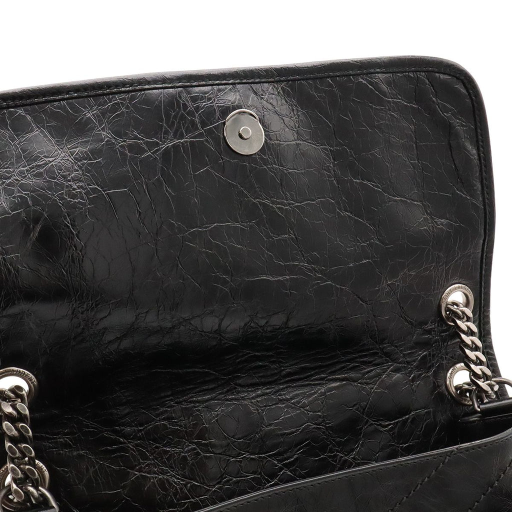 Saint Laurent Paris YSL Niki Medium Chain Shoulder Bag V-stitch Leather Black — view 6