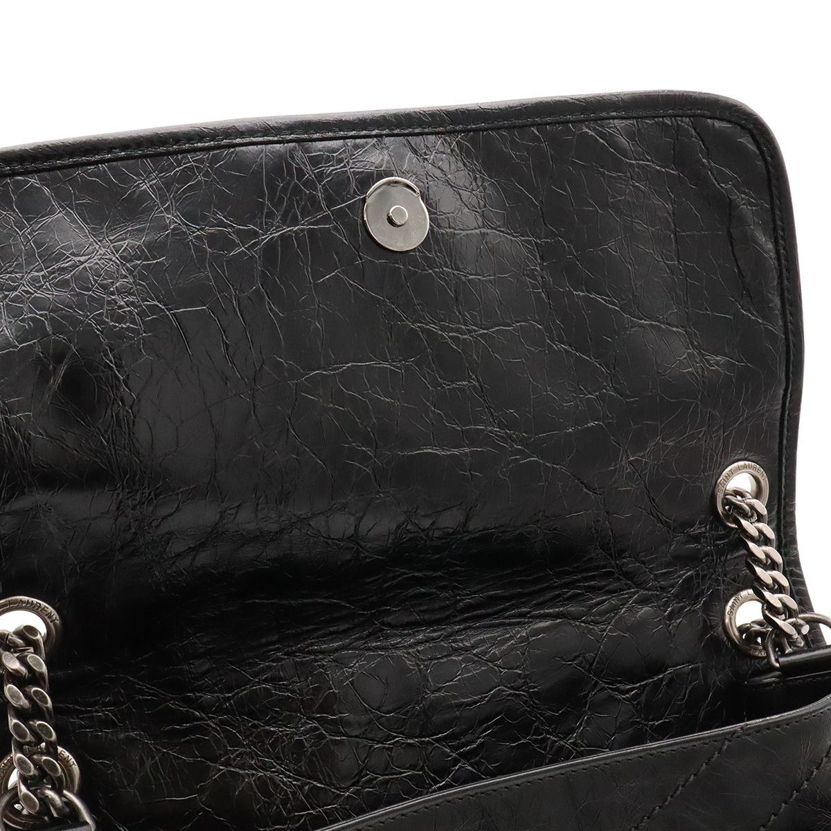 Saint Laurent Paris YSL Niki Medium Chain Shoulder Bag V-stitch Leather Black — view 6