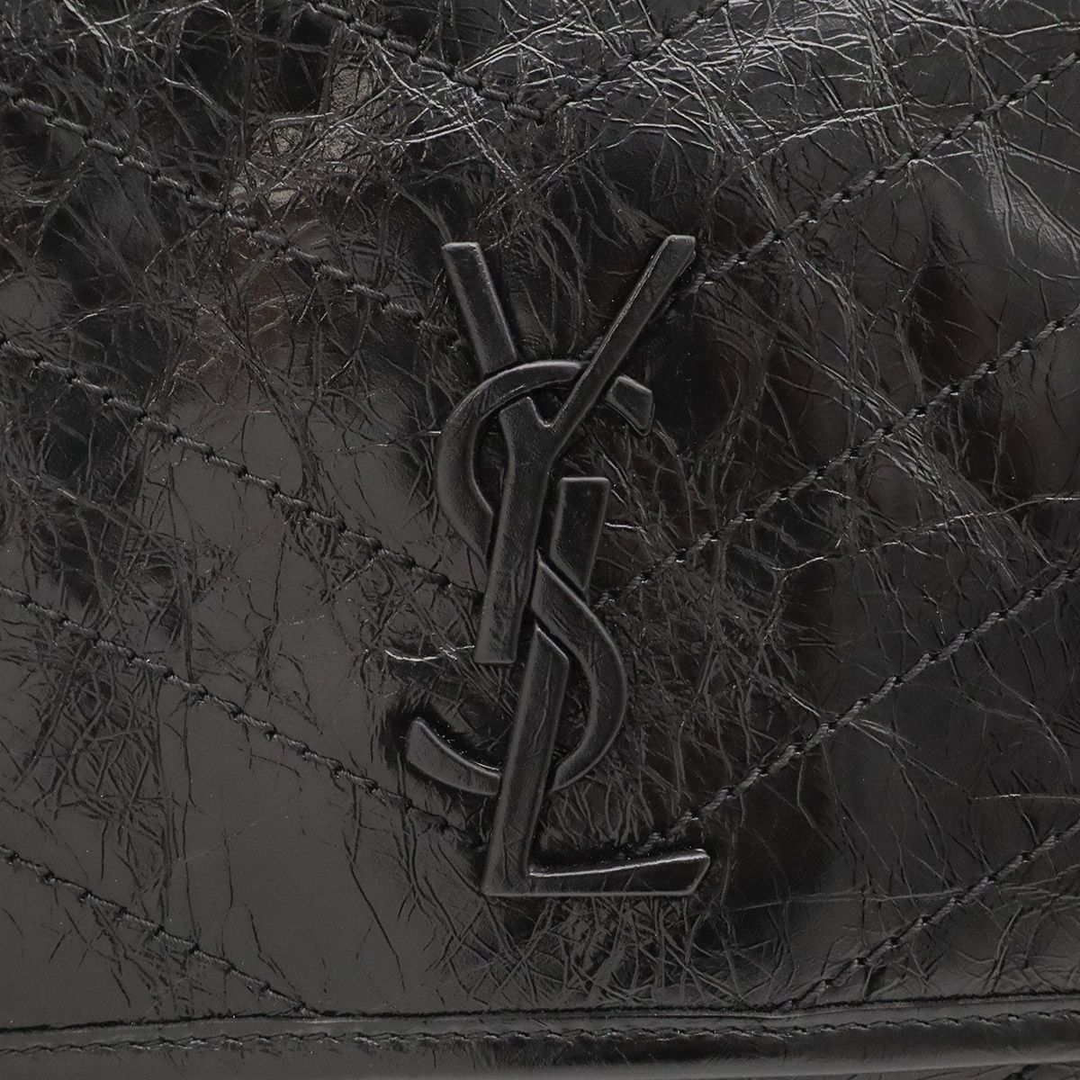Saint Laurent Paris YSL Niki Medium Chain Shoulder Bag V-stitch Leather Black — view 5