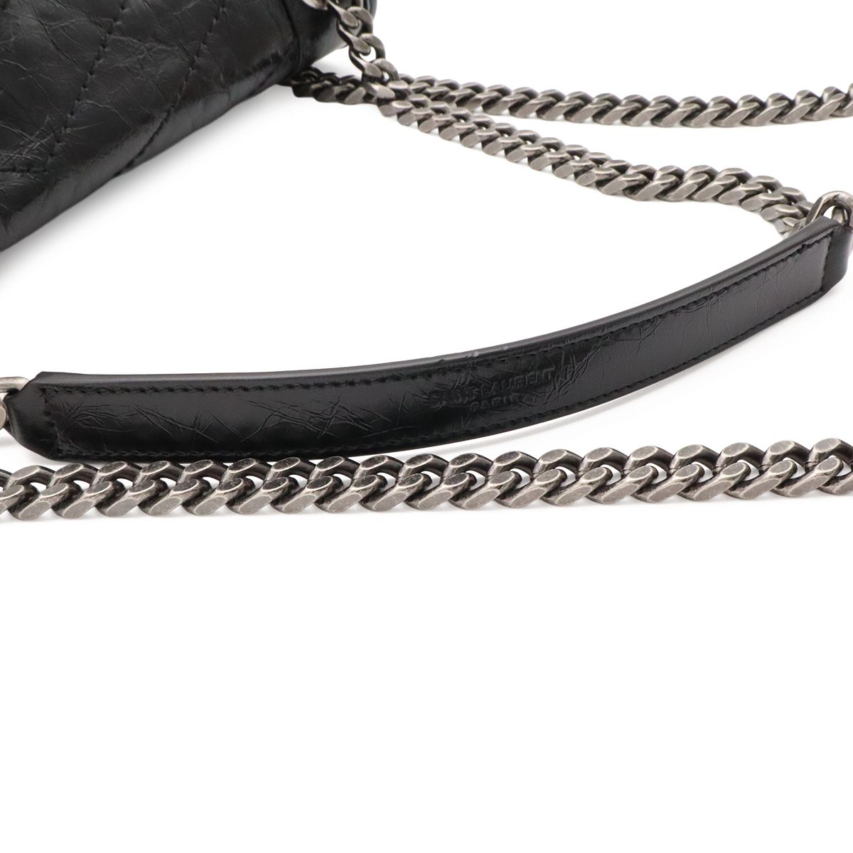 Saint Laurent Paris YSL Niki Medium Chain Shoulder Bag V-stitch Leather Black — view 4