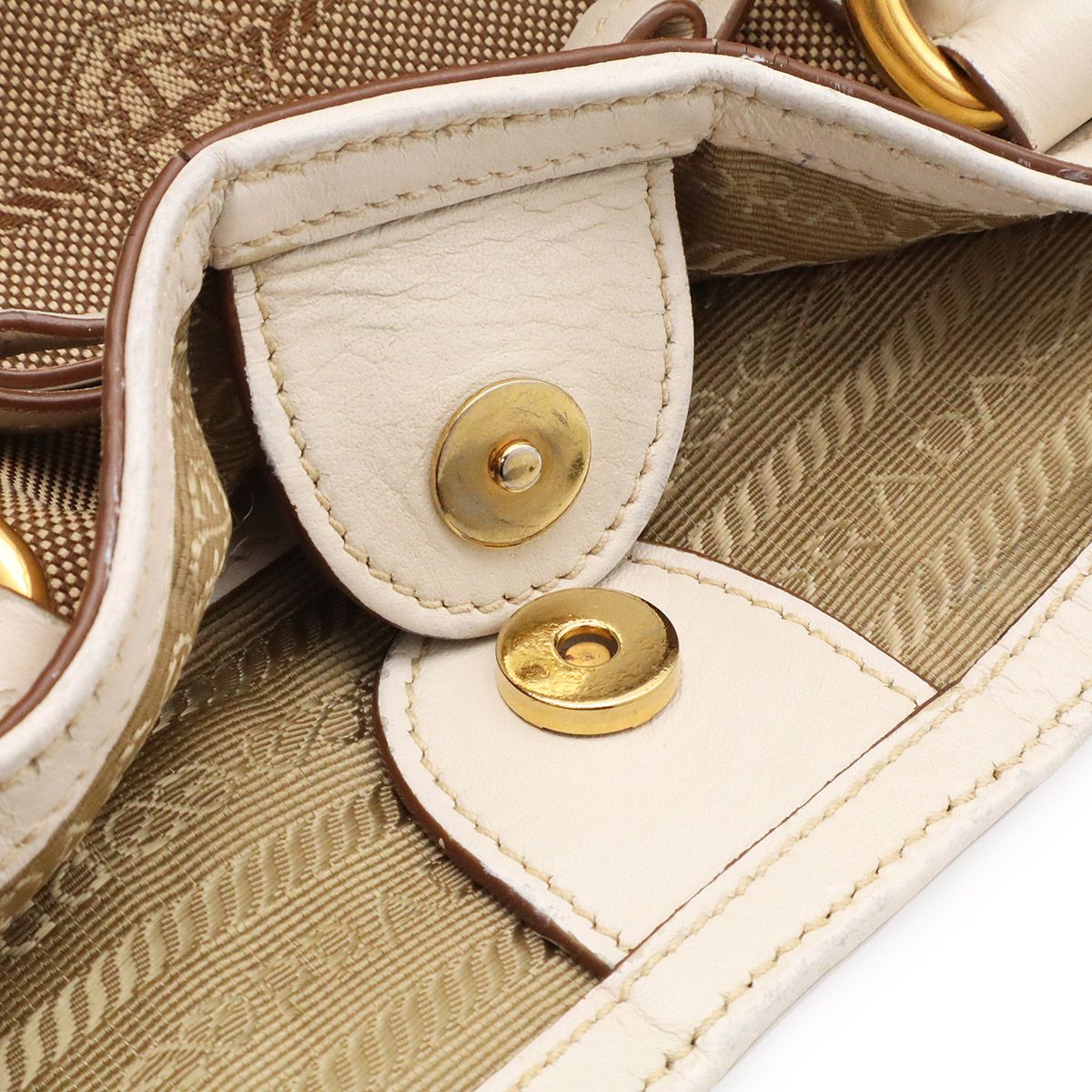 Prada Logo Jacquard Ribbon Tote 2-Way Shoulder Bag Crossbody Corda Beige Talco — view 7