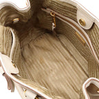 Prada Logo Jacquard Ribbon Tote 2-Way Shoulder Bag Crossbody Corda Beige Talco — view 8