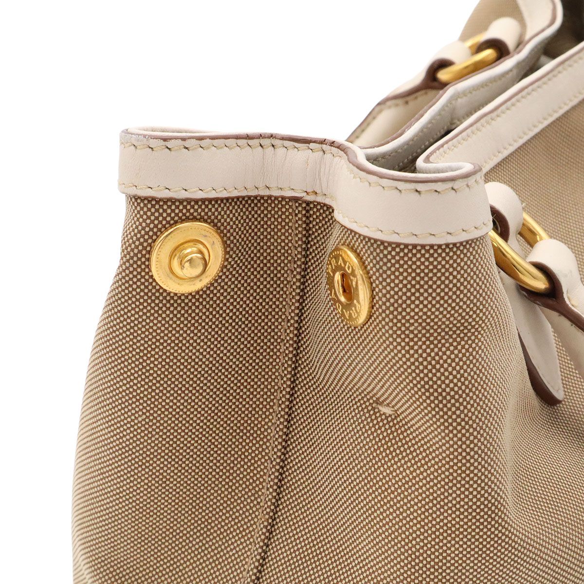 Prada Logo Jacquard Ribbon Tote 2-Way Shoulder Bag Crossbody Corda Beige Talco — view 6