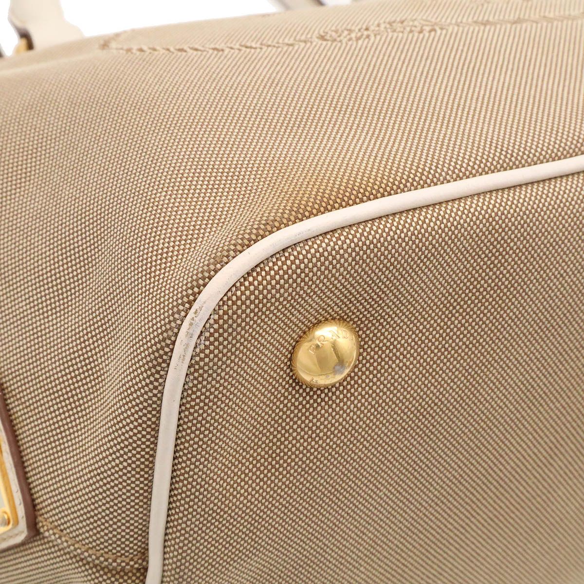 Prada Logo Jacquard Ribbon Tote 2-Way Shoulder Bag Crossbody Corda Beige Talco — view 3