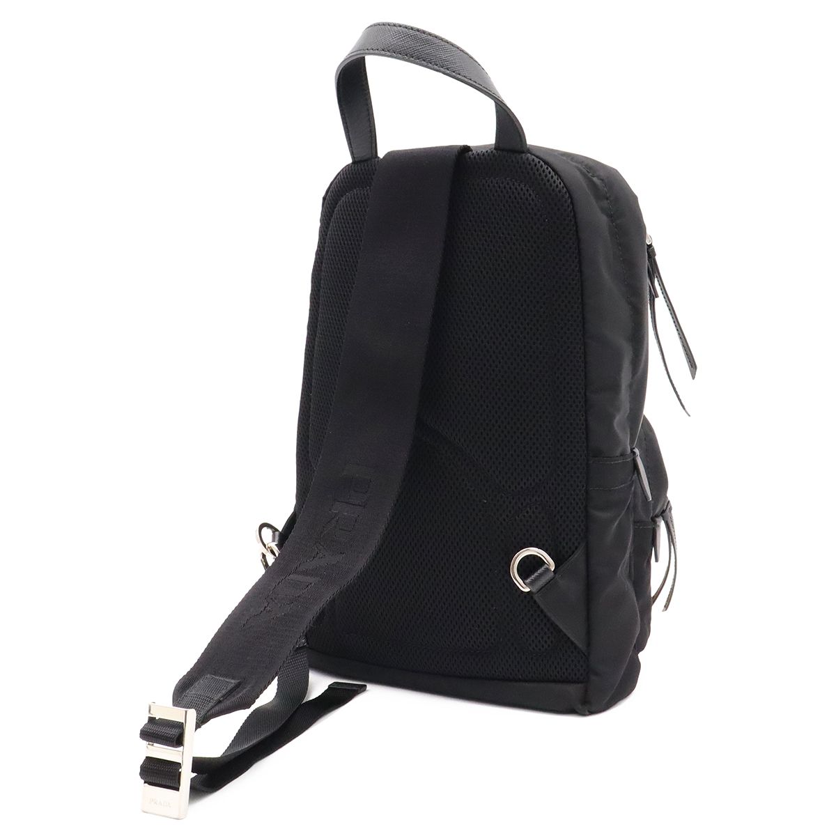 Prada Triangle Logo Belt Bag Crossbody Nylon Leather Nero Black — view 2