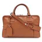 Loewe Amazona 36 Anagram Mini Boston Bag 2-Way Leather Tan Brown Silver