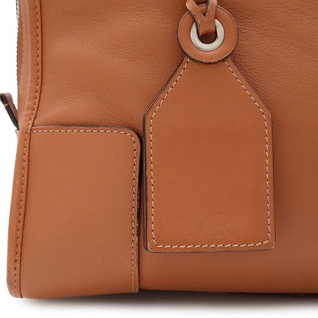 Loewe Amazona 36 Anagram Mini Boston Bag 2-Way Leather Tan Brown Silver — view 7