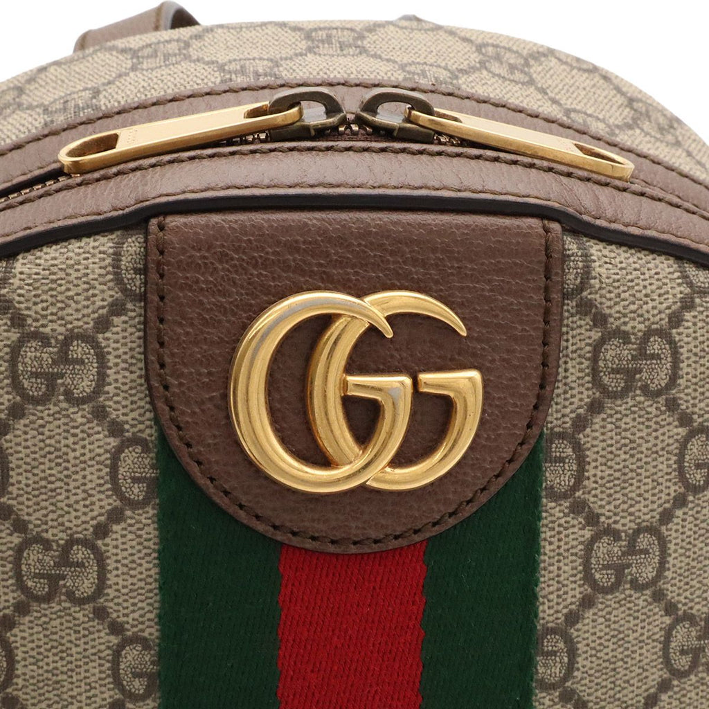 Gucci Ophidia GG Supreme Small Backpack Sherry Line Leather Beige Mocha Brown — view 6
