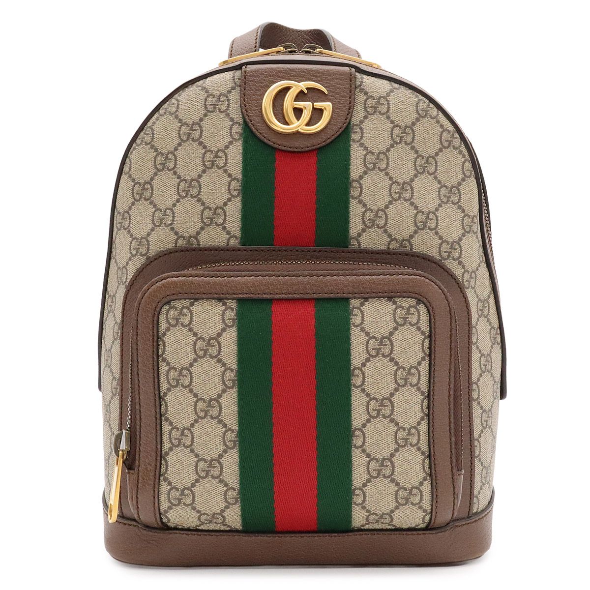 Gucci Ophidia GG Supreme Small Backpack Sherry Line Leather Beige Mocha Brown