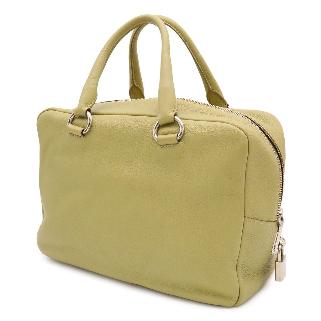 Prada Mini Boston Bag Leather Light Green Yellow Gold — view 2