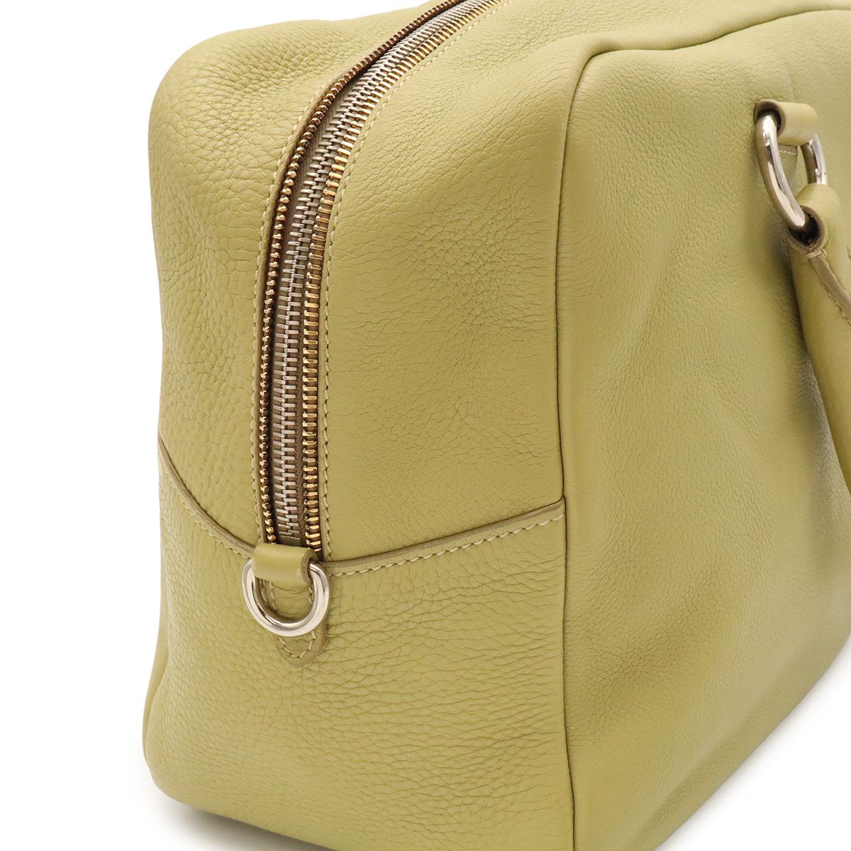 Prada Mini Boston Bag Leather Light Green Yellow Gold — view 6