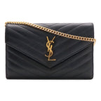 Saint Laurent Paris YSL Cassandra Envelope Shoulder Bag Chain Wallet 2-Way