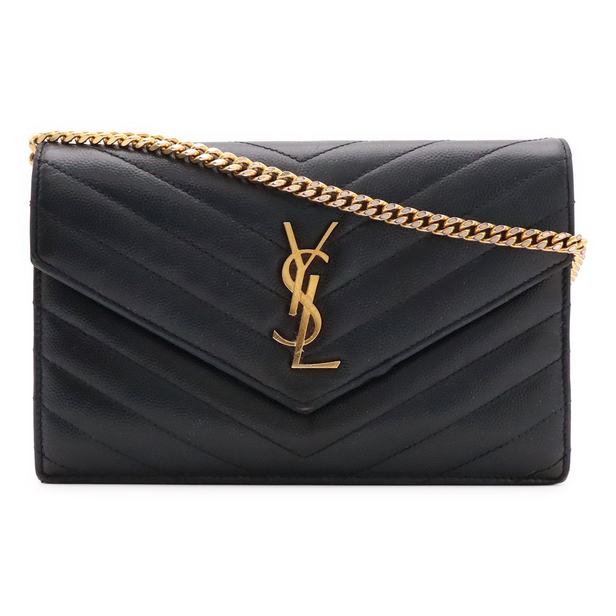 Saint Laurent Paris YSL Cassandra Envelope Shoulder Bag Chain Wallet 2-Way