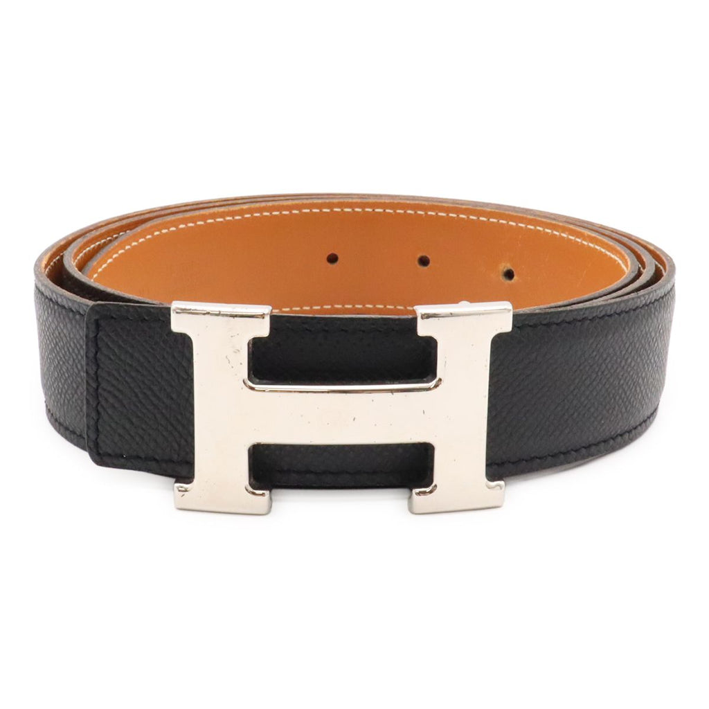 Hermes H Belt H Buckle Reversible Veau Epsom Black Light Brown Silver