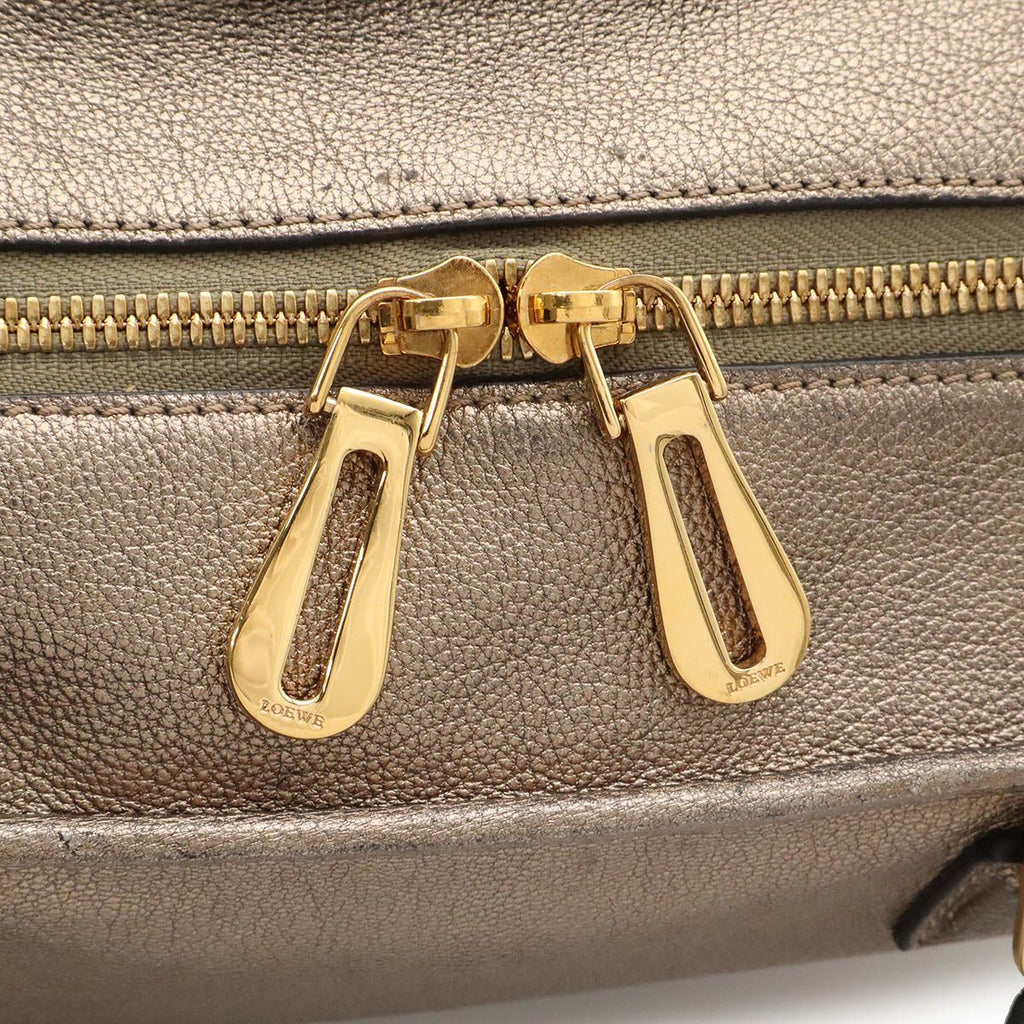 Loewe Amazona 36 Handbag Mini Boston Leather Metallic Gold — view 5