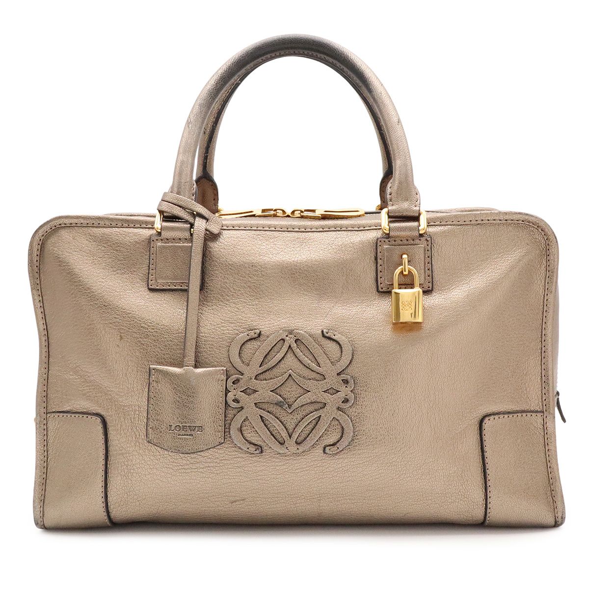 Loewe Amazona 36 Handbag Mini Boston Leather Metallic Gold