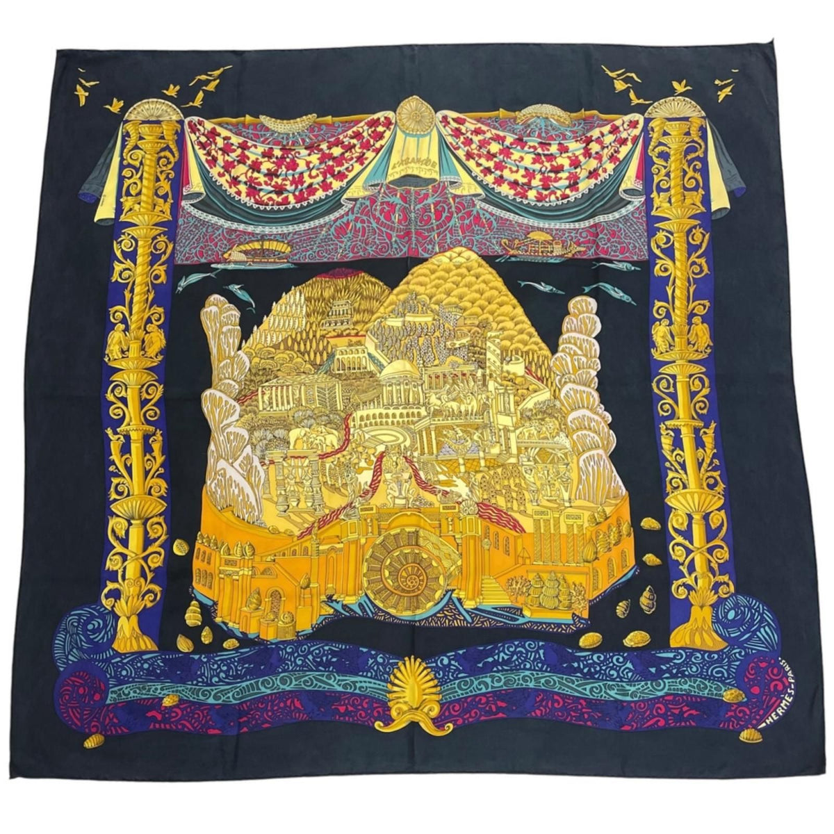 Hermes L'atlantide Scarf Silk Multicolor Carre 90