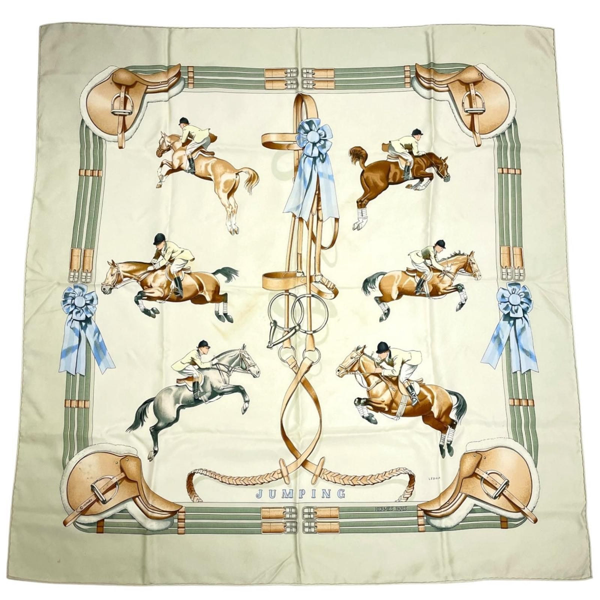 Hermes Jumping Scarf Silk Multicolor Carre 90