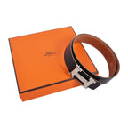Hermes Vintage Belt Leather Reversible H Logo Constance 68 Black