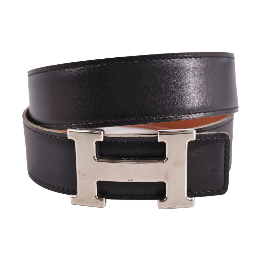 Hermes Vintage Belt Leather Reversible H Logo Constance 68 Black — view 2