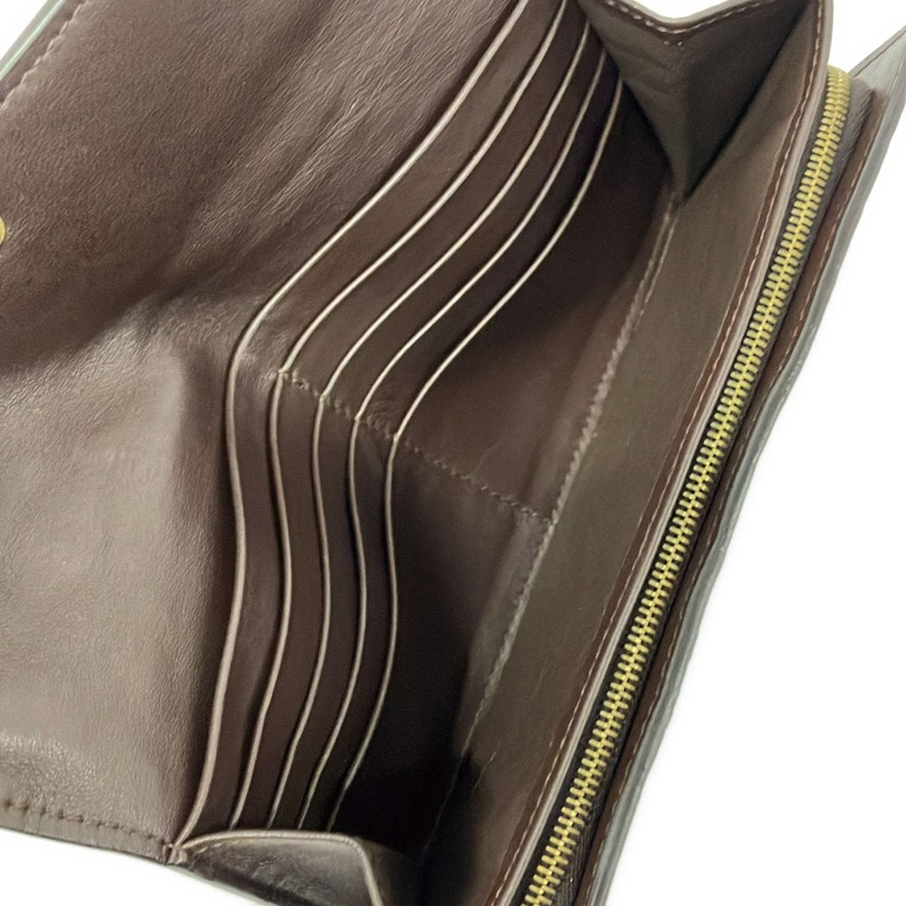 Bottega Veneta Wallet Intrecciato Dark Brown Gray Beige Cutout Linen Leather — view 4