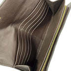 Bottega Veneta Wallet Intrecciato Dark Brown Gray Beige Cutout Linen Leather — view 4