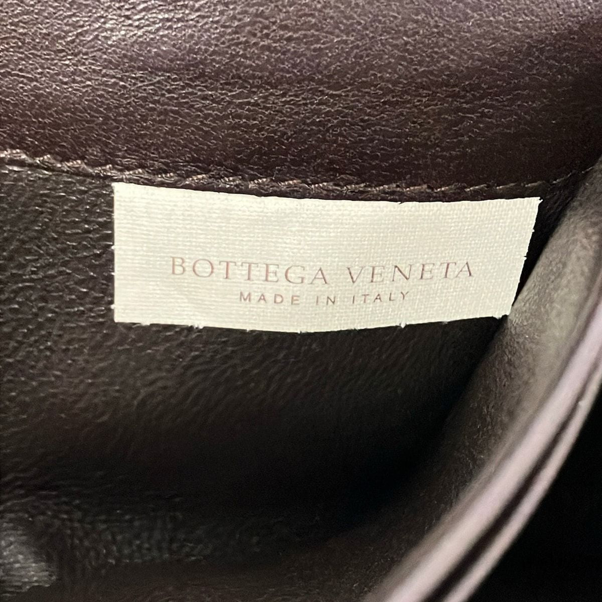 Bottega Veneta Wallet Intrecciato Dark Brown Gray Beige Cutout Linen Leather — view 6