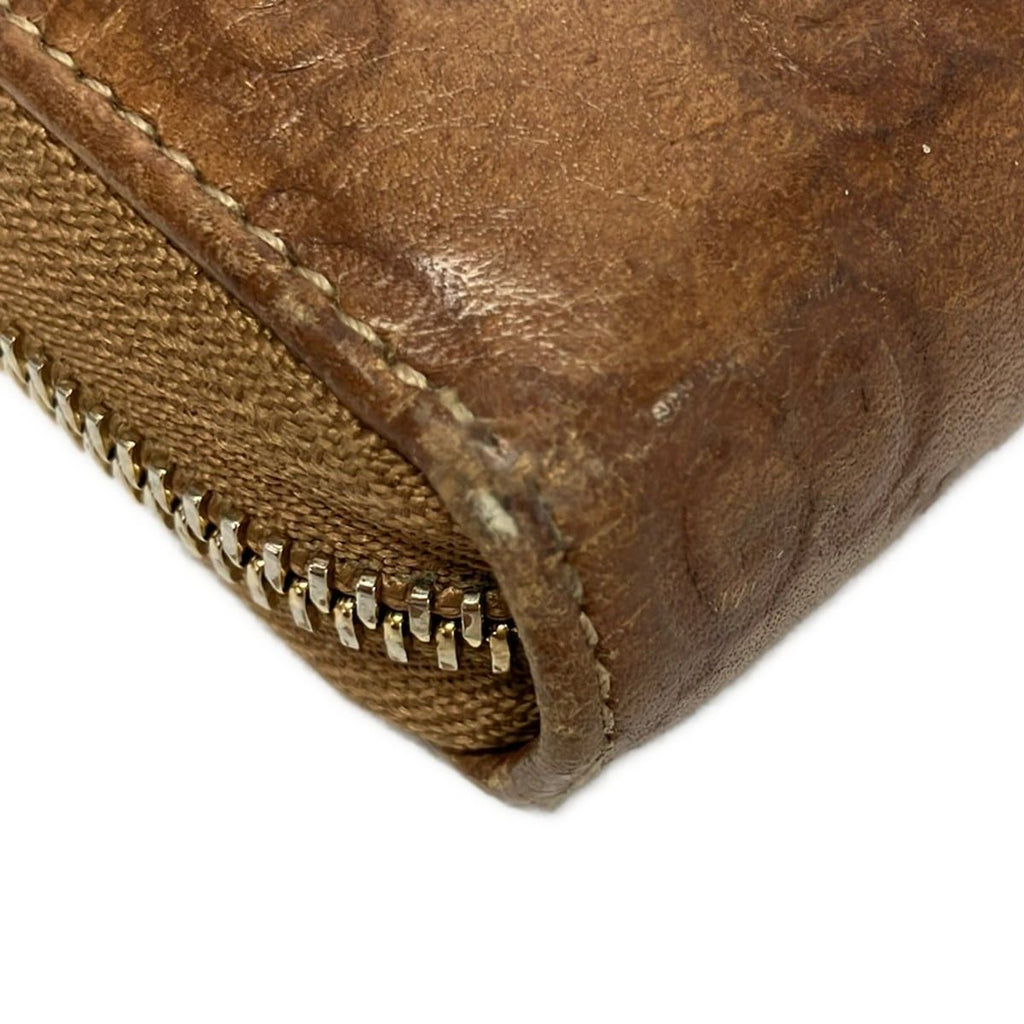 Gucci Wallet Bamboo Brown Embossed Zip Around Leather — view 8