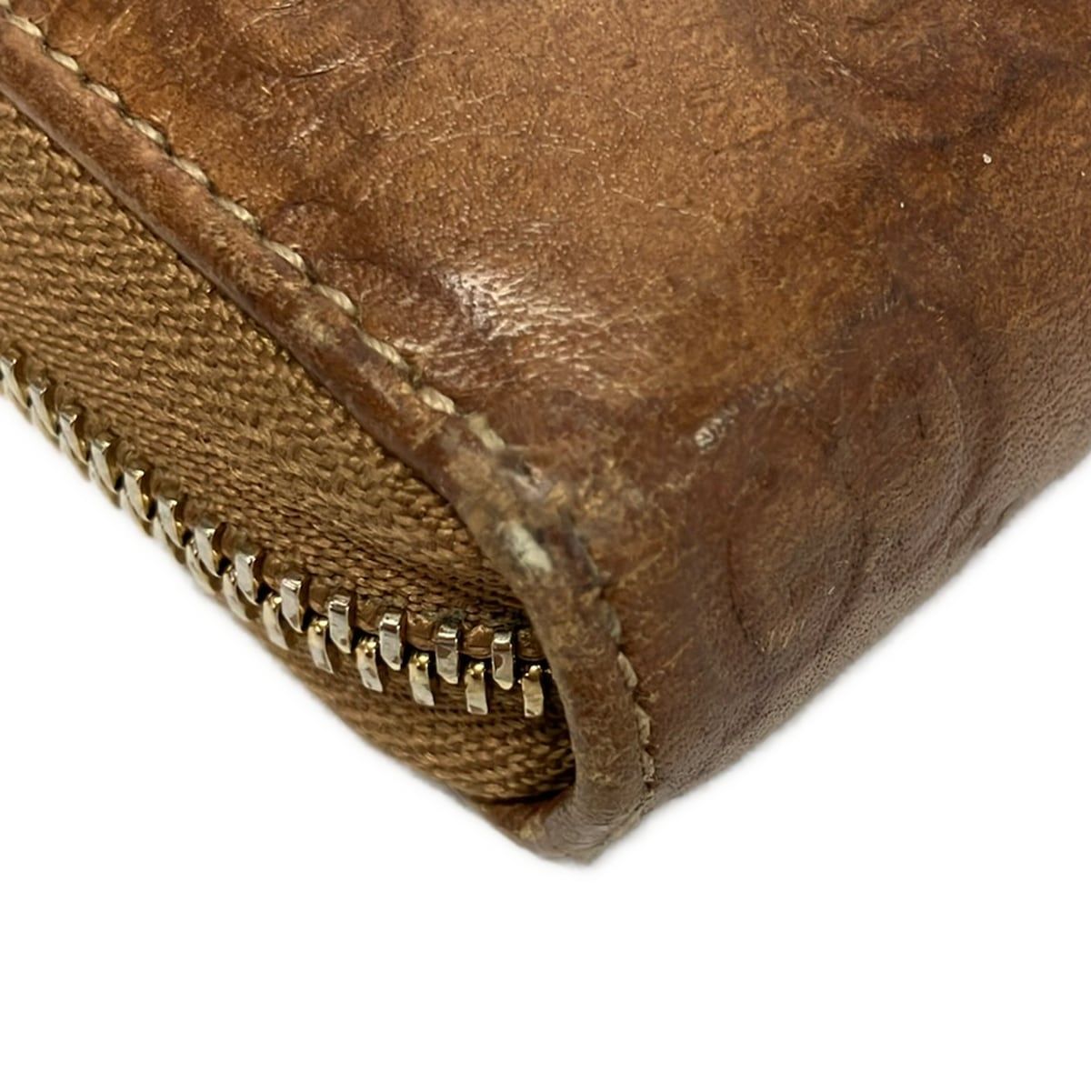 Gucci Wallet Bamboo Brown Embossed Zip Around Leather — view 8