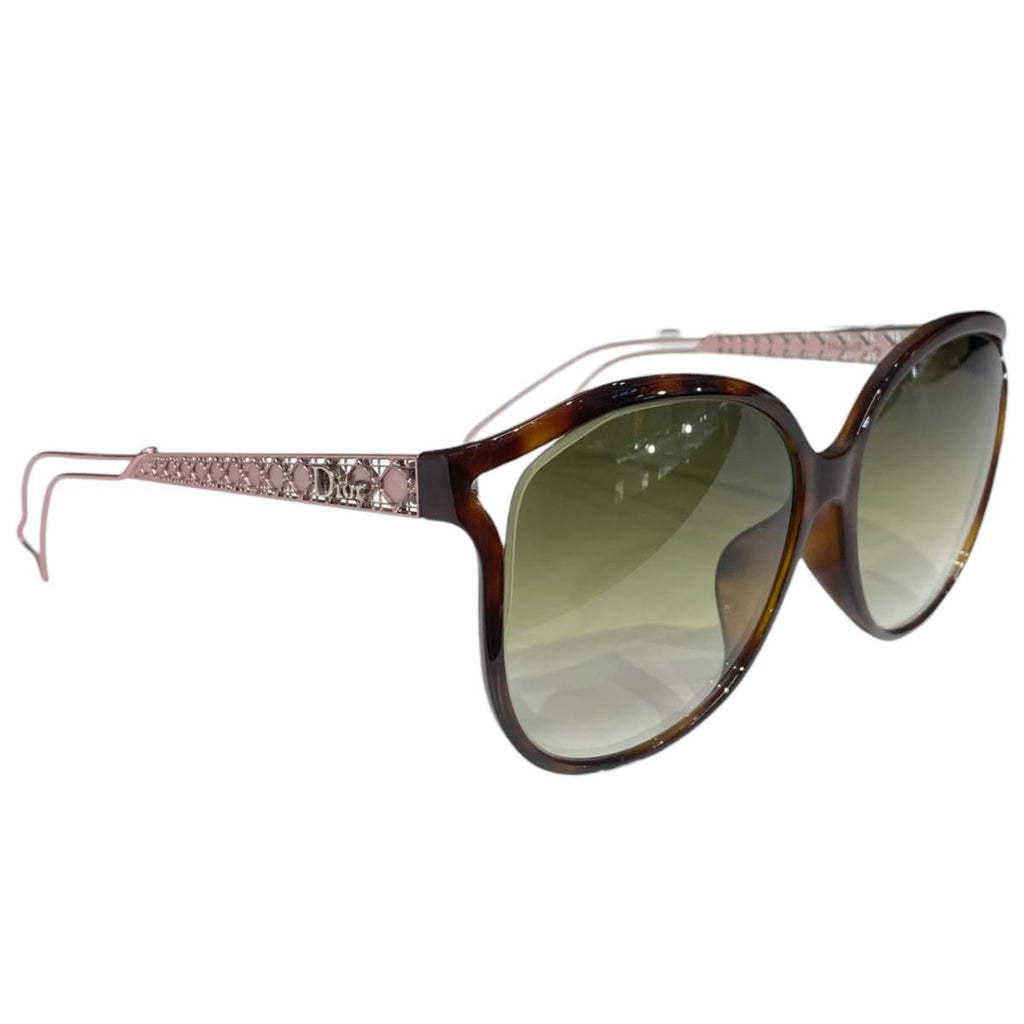 Dior Sunglasses Logo Tortoiseshell Brown Pink Green Eyewear — view 2