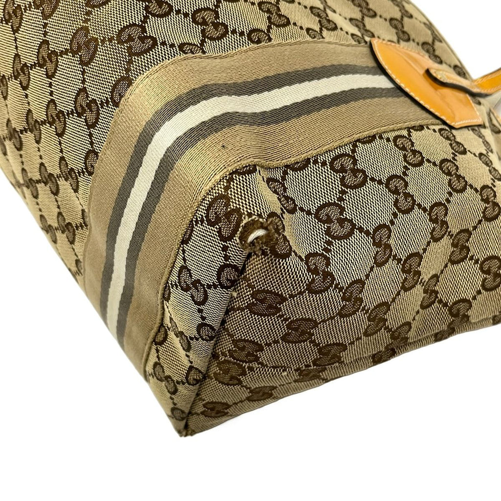 Gucci Tote Bag Beige Dark Brown Multi Leather — view 6
