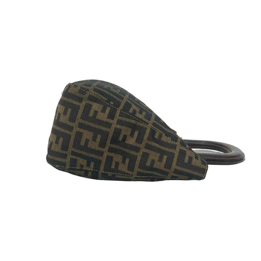 Fendi Zucca FF Logo Canvas Leather Handbag Mini Tote Brown — view 6