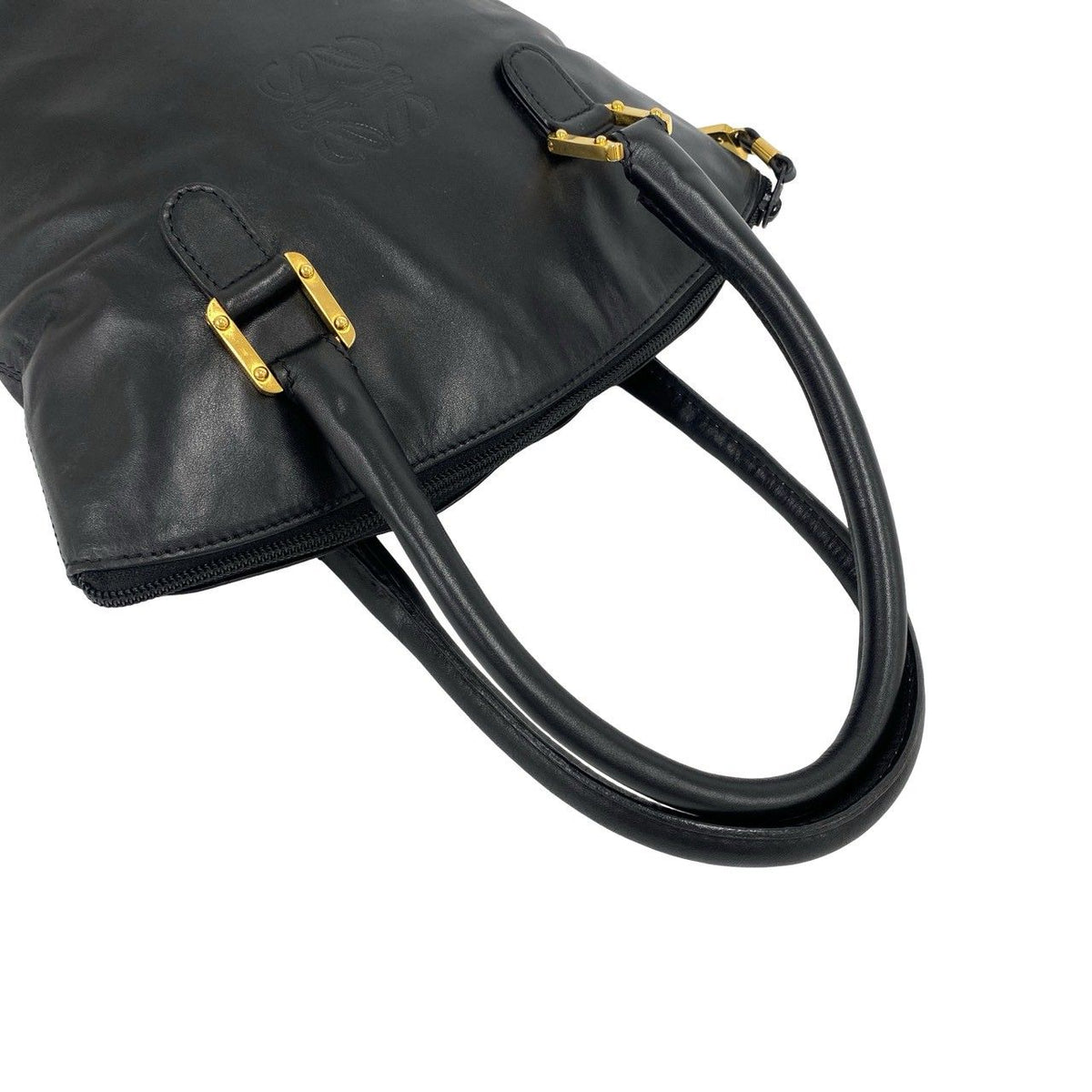 Loewe Vintage Anagram Logo Leather Handbag Mini Tote Black — view 4