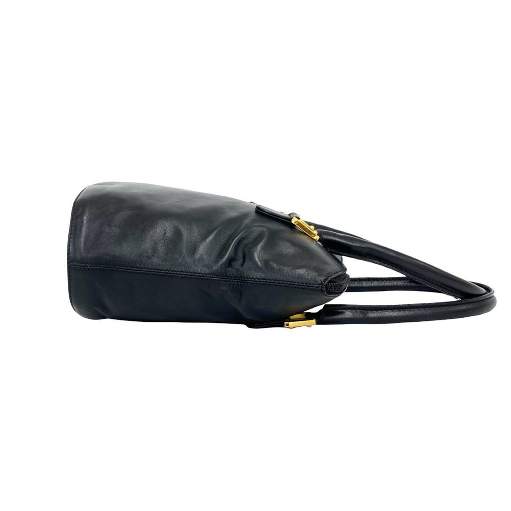 Loewe Vintage Anagram Logo Leather Handbag Mini Tote Black — view 6
