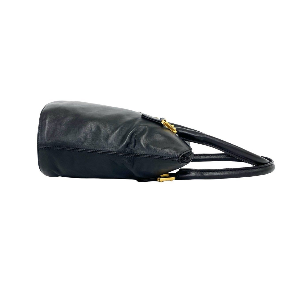 Loewe Vintage Anagram Logo Leather Handbag Mini Tote Black — view 6