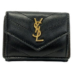 Saint Laurent Paris Trifold Wallet Black Leather