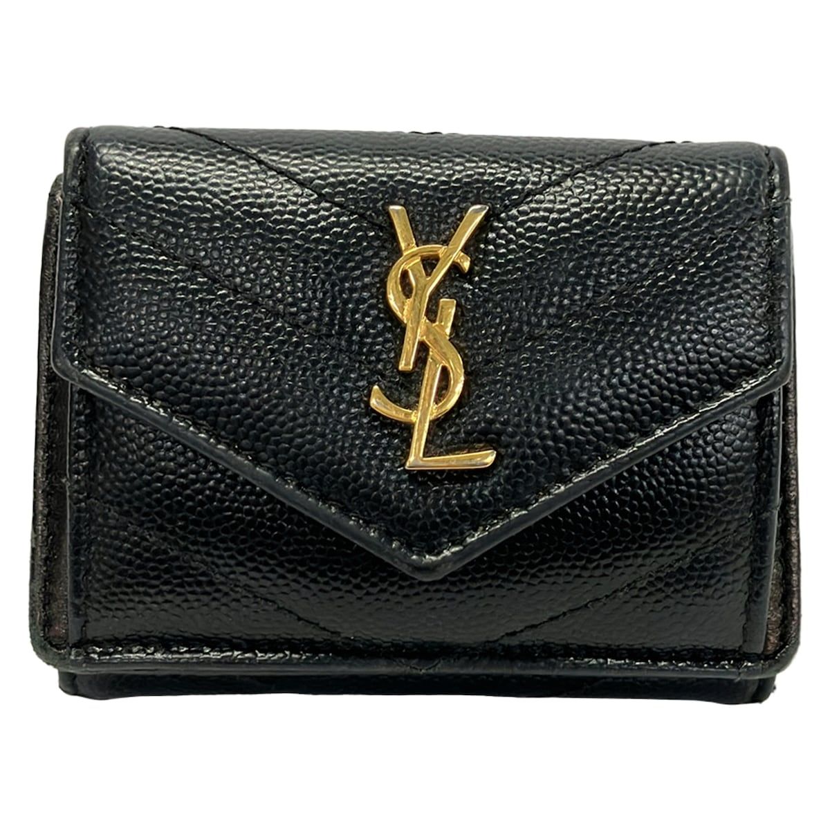 Saint Laurent Paris Trifold Wallet Black Leather