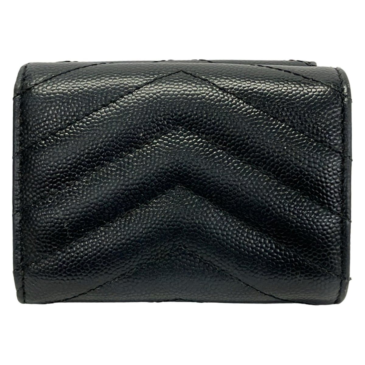 Saint Laurent Paris Trifold Wallet Black Leather — view 2